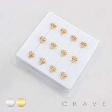 HEART-SHAPED DESIGN CENTERED WITH A MULTI CZ CROSS INLAID 316L SURGICAL STEEL L-SHAPE NOSE RING BOX
